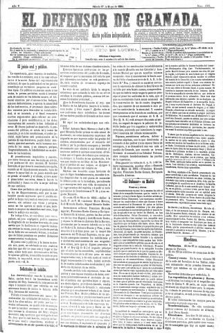 'El Defensor de Granada  : diario político independiente' - Año V Número 1311  - 1884 Mayo 17