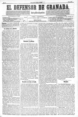'El Defensor de Granada  : diario político independiente' - Año V Número 1315  - 1884 Mayo 21