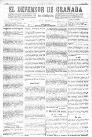 'El Defensor de Granada  : diario político independiente' - Año V Número 1316  - 1884 Mayo 22