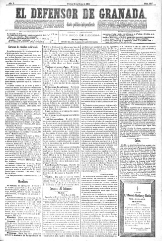 'El Defensor de Granada  : diario político independiente' - Año V Número 1317  - 1884 Mayo 23