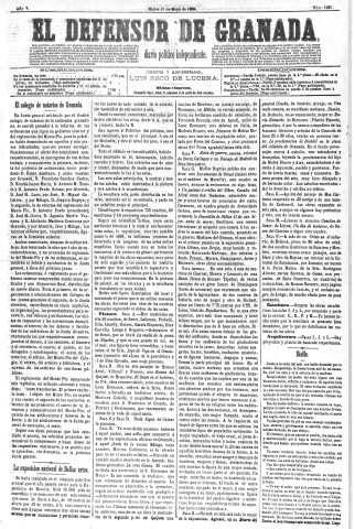 'El Defensor de Granada  : diario político independiente' - Año V Número 1321  - 1884 Mayo 27