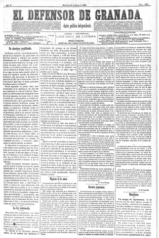 'El Defensor de Granada  : diario político independiente' - Año V Número 1322  - 1884 Mayo 28