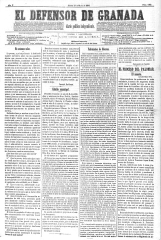 'El Defensor de Granada  : diario político independiente' - Año V Número 1323  - 1884 Mayo 29