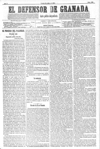 'El Defensor de Granada  : diario político independiente' - Año V Número 1324  - 1884 Mayo 30