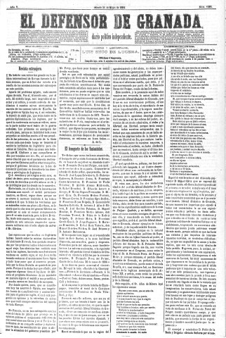 'El Defensor de Granada  : diario político independiente' - Año V Número 1325  - 1884 Mayo 31