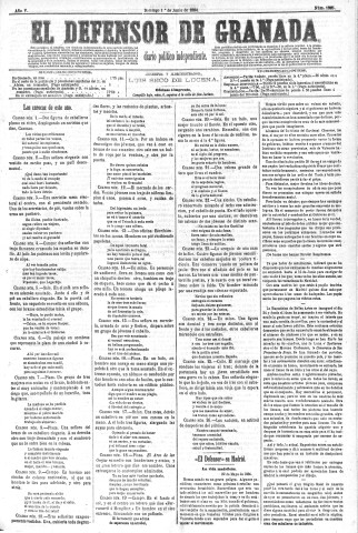 'El Defensor de Granada  : diario político independiente' - Año V Número 1326  - 1884 Junio 01