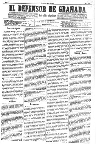 'El Defensor de Granada  : diario político independiente' - Año V Número 1330  - 1884 Junio 05