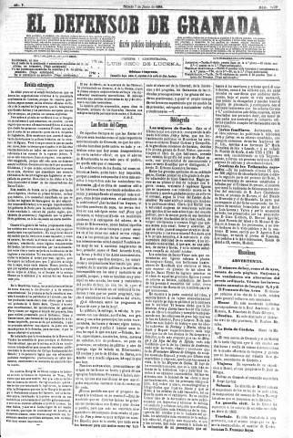 'El Defensor de Granada  : diario político independiente' - Año V Número 1332  - 1884 Junio 07