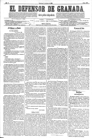 'El Defensor de Granada  : diario político independiente' - Año V Número 1332  - 1884 Junio 08
