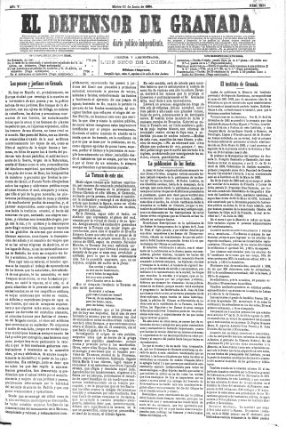 'El Defensor de Granada  : diario político independiente' - Año V Número 1334  - 1884 Junio 10