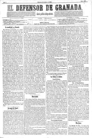 'El Defensor de Granada  : diario político independiente' - Año V Número 1335  - 1884 Junio 11