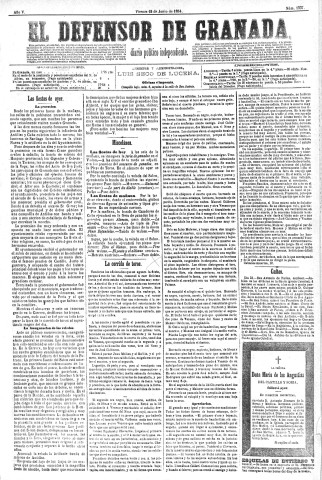 'El Defensor de Granada  : diario político independiente' - Año V Número 1337  - 1884 Junio 13