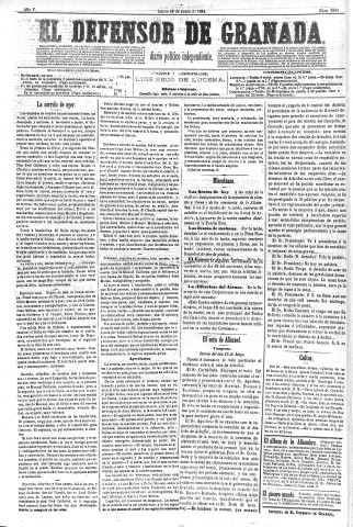 'El Defensor de Granada  : diario político independiente' - Año V Número 1334  - 1884 Junio 16