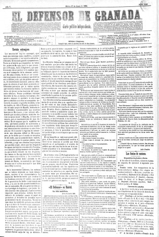'El Defensor de Granada  : diario político independiente' - Año V Número 1342  - 1884 Junio 17