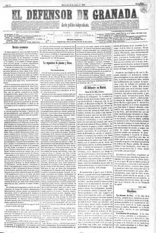 'El Defensor de Granada  : diario político independiente' - Año V Número 1343  - 1884 Junio 18