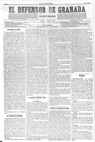 'El Defensor de Granada  : diario político independiente' - Año V Número 1344  - 1884 Junio 19