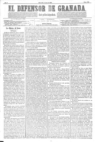 'El Defensor de Granada  : diario político independiente' - Año V Número 1346  - 1884 Junio 21
