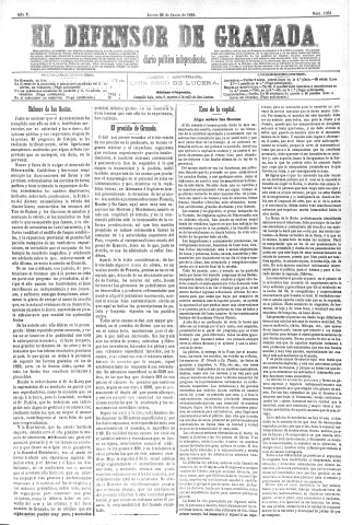 'El Defensor de Granada  : diario político independiente' - Año V Número 1351  - 1884 Junio 26