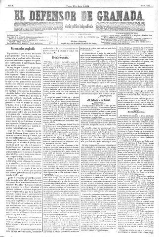 'El Defensor de Granada  : diario político independiente' - Año V Número 1352  - 1884 Junio 27