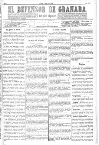 'El Defensor de Granada  : diario político independiente' - Año V Número 1357  - 1884 Julio 02