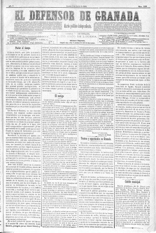 'El Defensor de Granada  : diario político independiente' - Año V Número 1358  - 1884 Julio 03