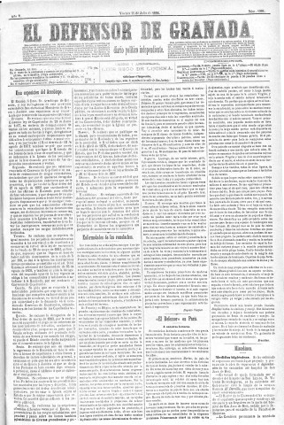 'El Defensor de Granada  : diario político independiente' - Año V Número 1366  - 1884 Julio 11