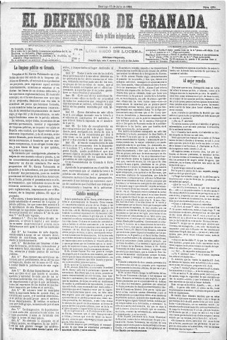 'El Defensor de Granada  : diario político independiente' - Año V Número 1368  - 1884 Julio 13