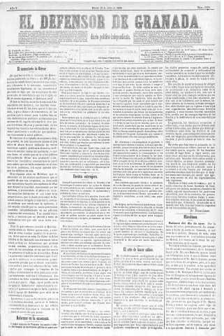 'El Defensor de Granada  : diario político independiente' - Año V Número 1370  - 1884 Julio 15