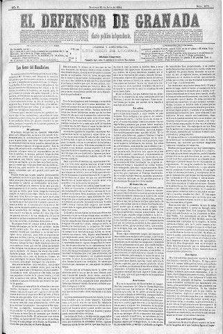 'El Defensor de Granada  : diario político independiente' - Año V Número 1375  - 1884 Julio 20