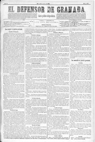 'El Defensor de Granada  : diario político independiente' - Año V Número 1377  - 1884 Julio 22