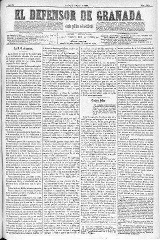 'El Defensor de Granada  : diario político independiente' - Año V Número 1389  - 1884 Agosto 03