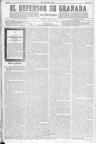 'El Defensor de Granada  : diario político independiente' - Año V Número 1391  - 1884 Agosto 05