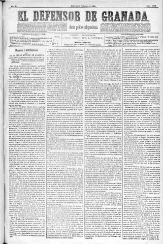 'El Defensor de Granada  : diario político independiente' - Año V Número 1392  - 1884 Agosto 06