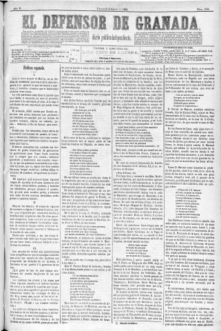 'El Defensor de Granada  : diario político independiente' - Año V Número 1394  - 1884 Agosto 08