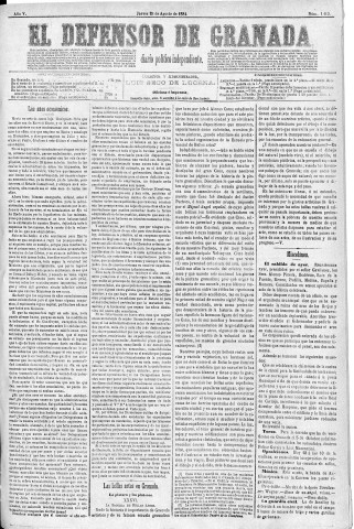 'El Defensor de Granada  : diario político independiente' - Año V Número 1413  - 1884 Agosto 28