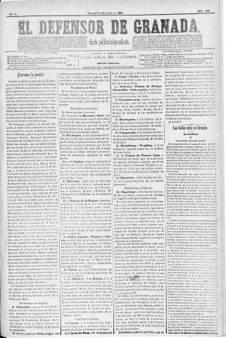 'El Defensor de Granada  : diario político independiente' - Año V Número 1421  - 1884 Septiembre 05