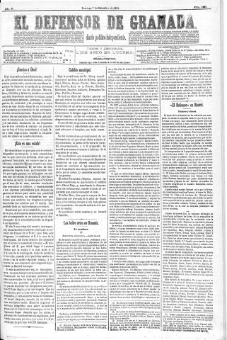 'El Defensor de Granada  : diario político independiente' - Año V Número 1423  - 1884 Septiembre 07