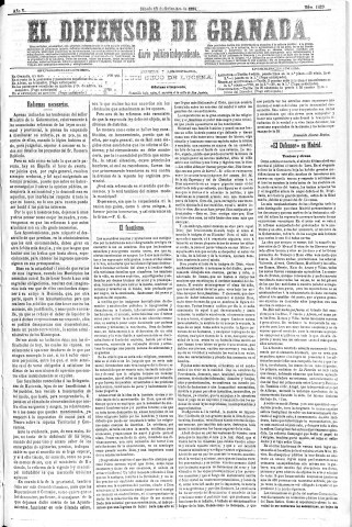 'El Defensor de Granada  : diario político independiente' - Año V Número 1429  - 1884 Septiembre 13