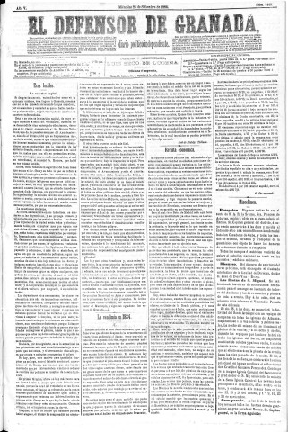 'El Defensor de Granada  : diario político independiente' - Año V Número 1440  - 1884 Septiembre 24