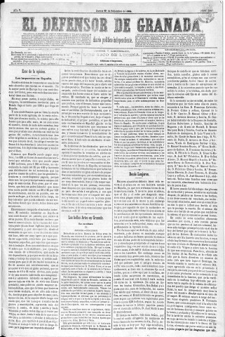 'El Defensor de Granada  : diario político independiente' - Año V Número 1441  - 1884 Septiembre 25