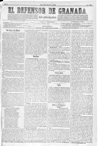 'El Defensor de Granada  : diario político independiente' - Año V Número 1445  - 1884 Septiembre 29