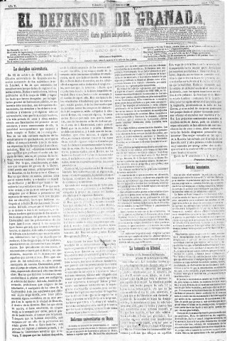 'El Defensor de Granada  : diario político independiente' - Año V Número 1447  - 1884 Octubre 01
