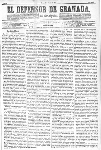 'El Defensor de Granada  : diario político independiente' - Año V Número 1449  - 1884 Octubre 03