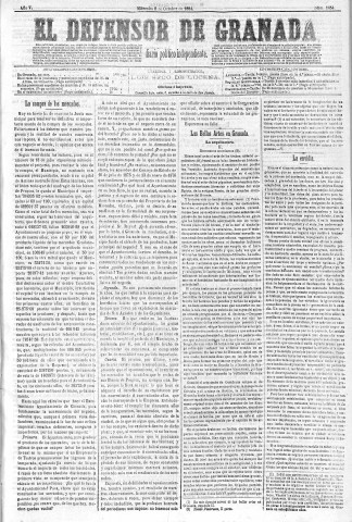 'El Defensor de Granada  : diario político independiente' - Año V Número 1454  - 1884 Octubre 08