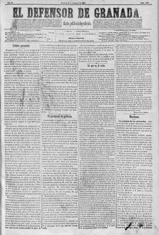 'El Defensor de Granada  : diario político independiente' - Año V Número 1456  - 1884 Octubre 10