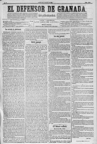 'El Defensor de Granada  : diario político independiente' - Año V Número 1462  - 1884 Octubre 16
