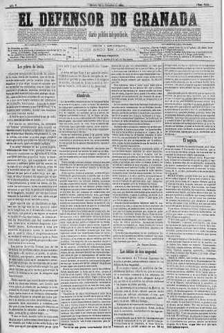 'El Defensor de Granada  : diario político independiente' - Año V Número 1464  - 1884 Octubre 18
