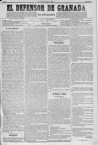 'El Defensor de Granada  : diario político independiente' - Año V Número 1465  - 1884 Octubre 19