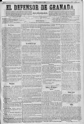 'El Defensor de Granada  : diario político independiente' - Año V Número 1466  - 1884 Octubre 20