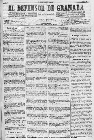 'El Defensor de Granada  : diario político independiente' - Año V Número 1477  - 1884 Octubre 31
